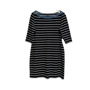 TOMMY HILFIGER Dress Womens Large Striped 3/4 Sleeves Short Casual Preppy